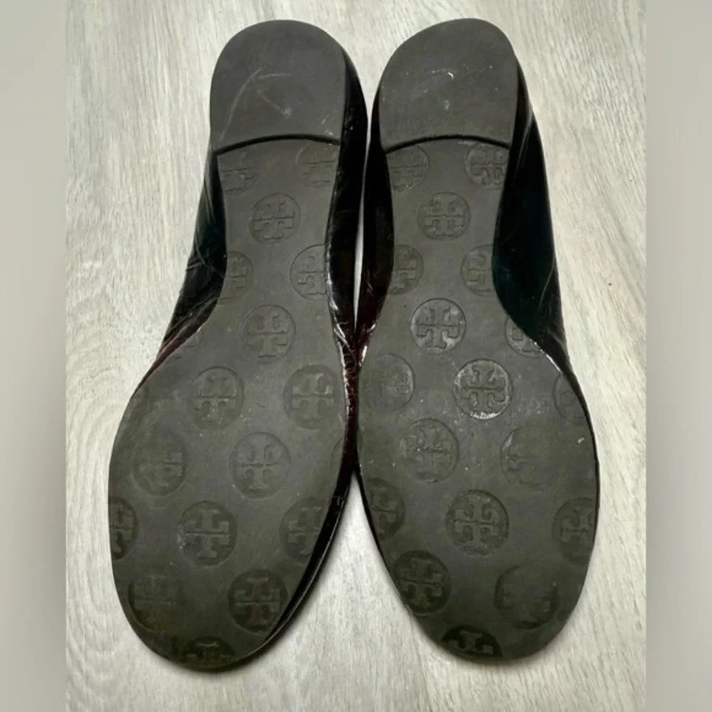 Tory Burch Women Brown Patent Leather Ballet Flats Shoes Size 7